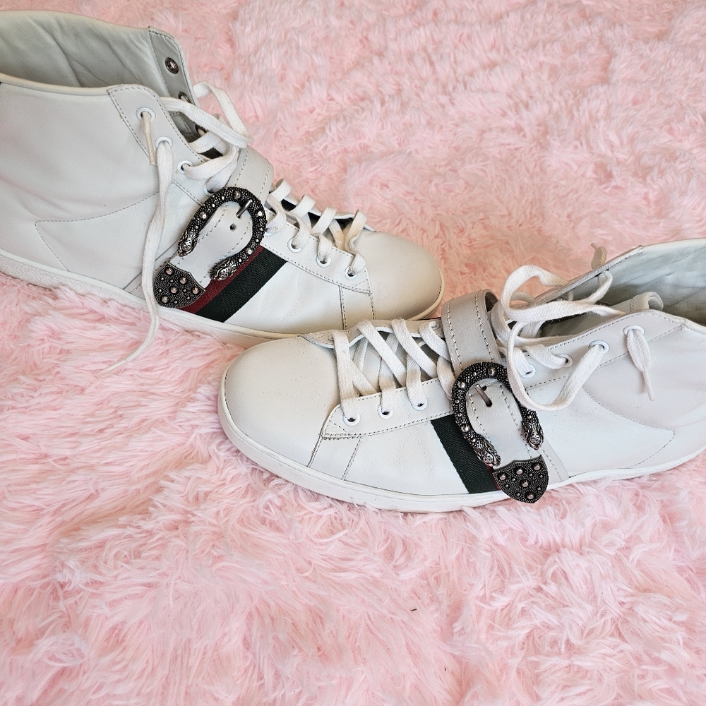 Gucci Ace High-top sneakers w/ Dionysus Buckle - Picture 2 of 7